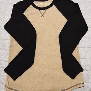 Mossimo Supply Co. Black and Beige Raglan Long Sleeve Shirt